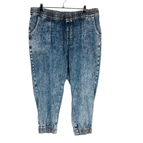 Lane Bryant Womans 22 Short Boyfriend Jogger Jeans Pull On Blue Stretch Pockets - Picture 1 of 9
